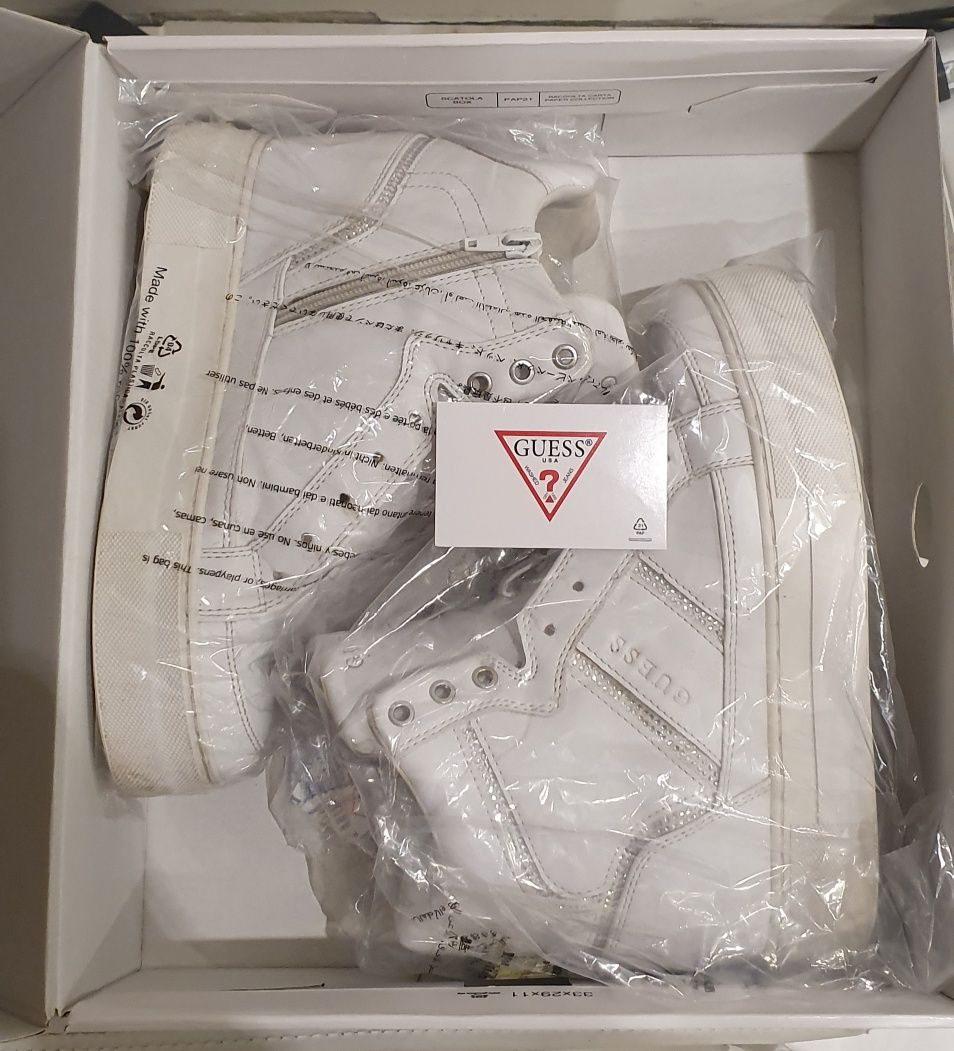 Sneakersy Guess r. 38 białe dżety koturn platforma