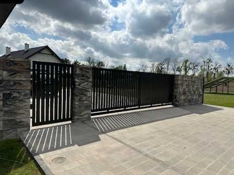 Brama przesuwna palisadowa 4000x1500 w komplecie