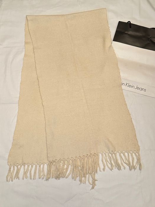 Молочний/білий теплий шарф, зимовий бежевий палантин