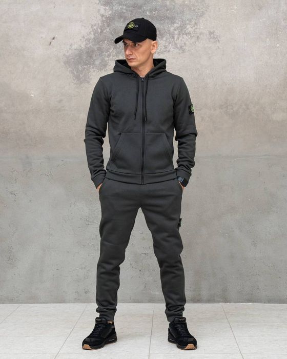 Костюм Зимовий спортивний STONE ISLAND Dark! Тринитка з НАЧОСОМ! Зима!