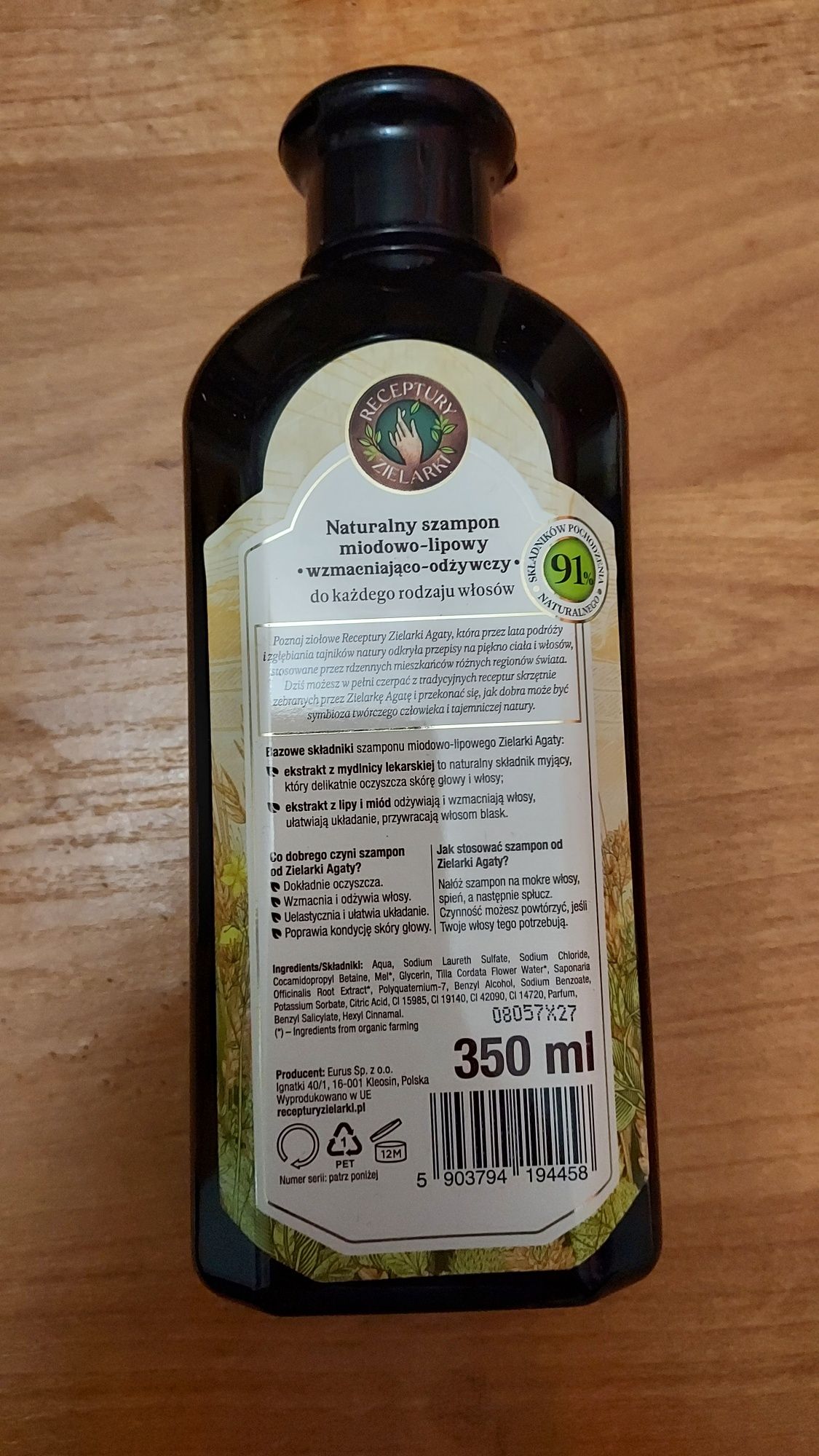 Receptury Zielarki Szampon miodowo-lipowy 350ml