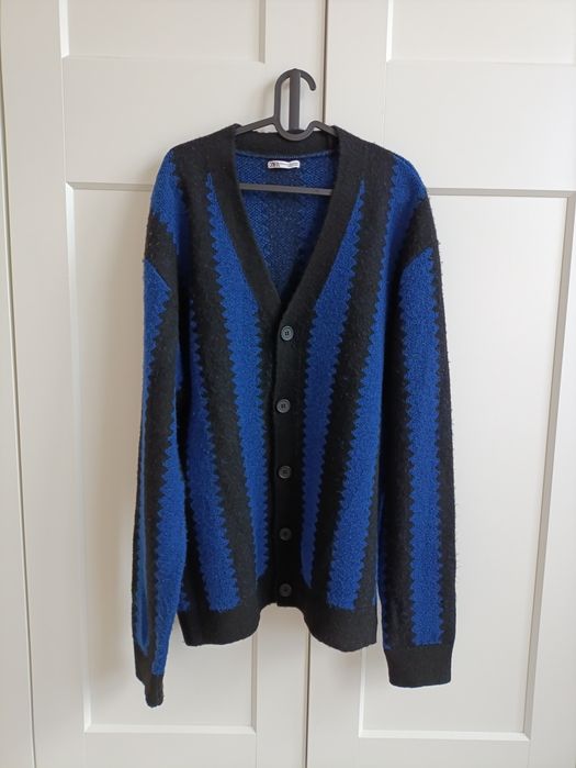Zara kardigan, paski , zygzak, granat czerń, vintage
