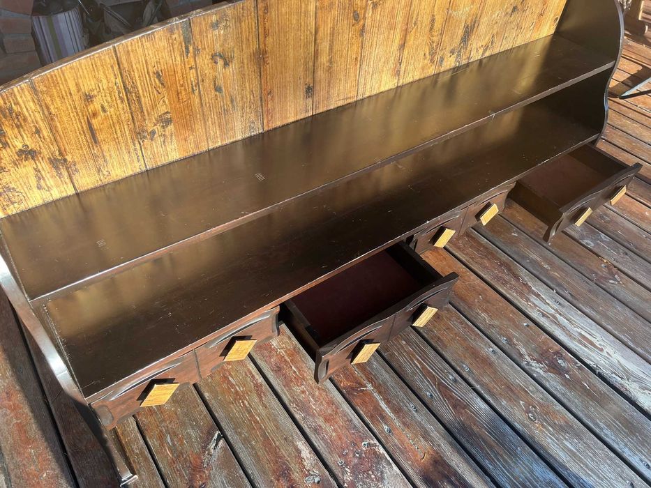 Szafka stojąca z półkami i szufladkami - drewniana