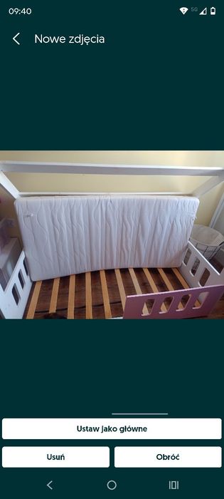 łóżko łóżeczko domek dom biało różowe 160x80