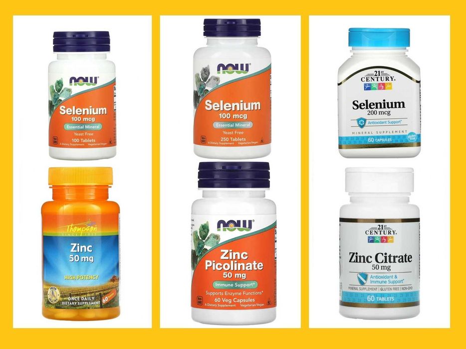 Селен, цинк піколінат хелат цитрат мінеральна добавка Now Foods