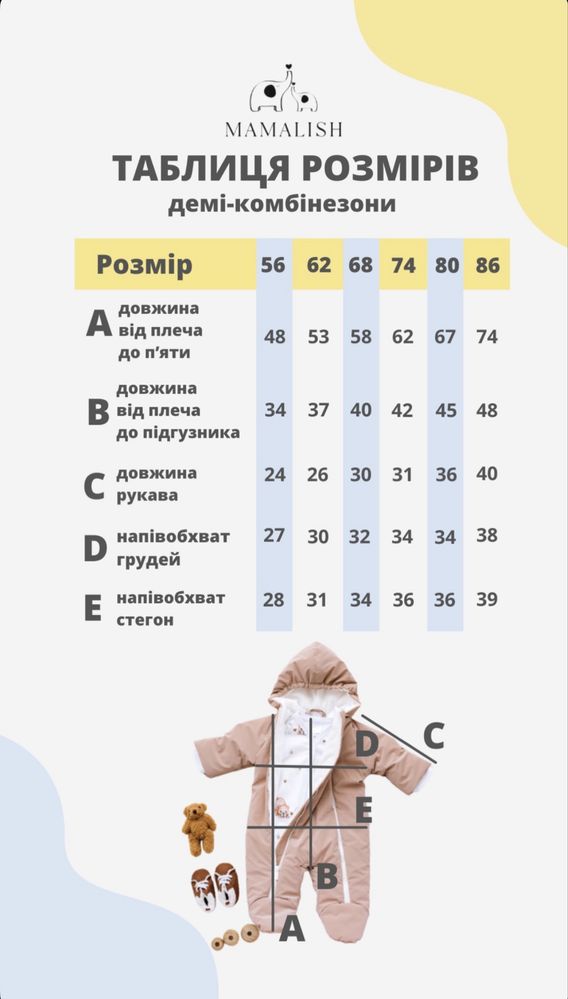 Естетичний демісезонний комбінезон Mamalish (56 розмір)