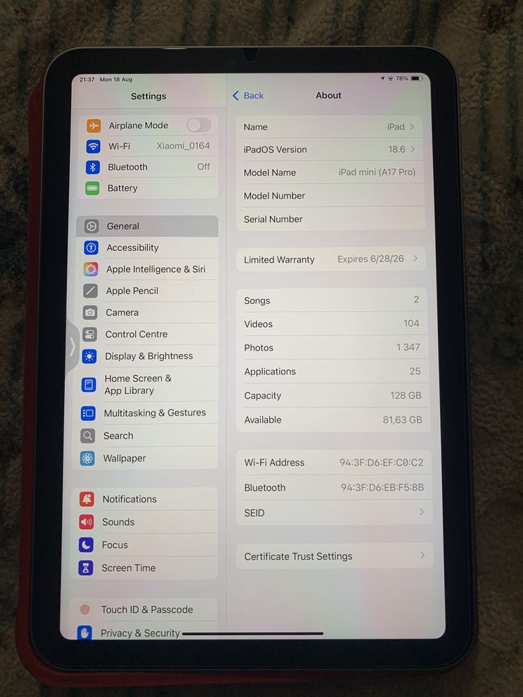 iPad mini 7 128 gb Blue / iPad mini (A17 Pro) Wi-Fi