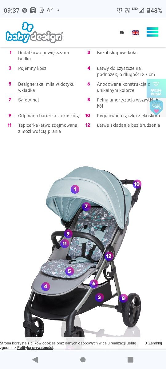 Wózek spacerowy baby design wave spacerówka