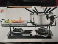 Fondue com pedra para grelhar
