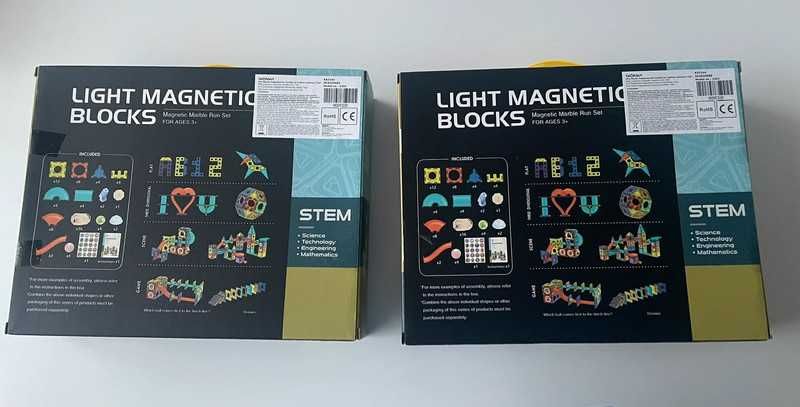 Klocki magnetyczne – 2 zestawy, każdy po 75 elementów