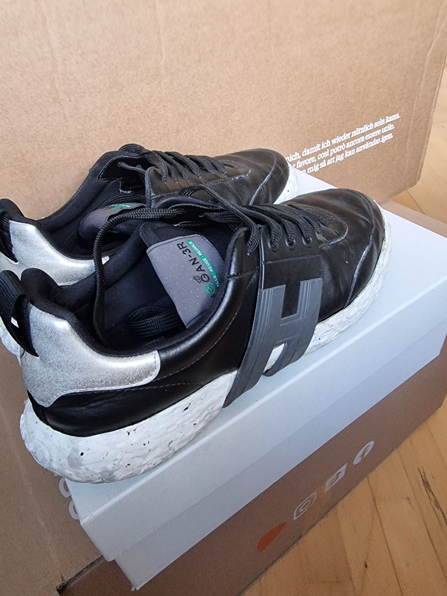 Czarne damskie buty sneakersy 40 HOGAN 3R Allacciato H recycle