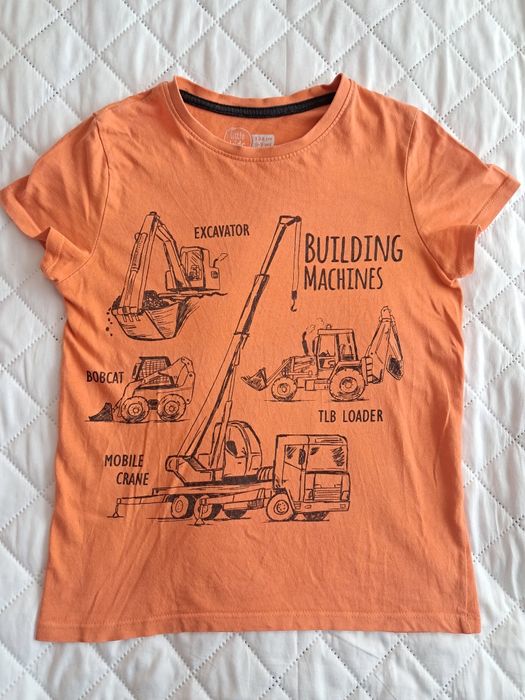 Bluzka koszulka T-shirt z krótkim rękawem 134 cm maszyny budowlane