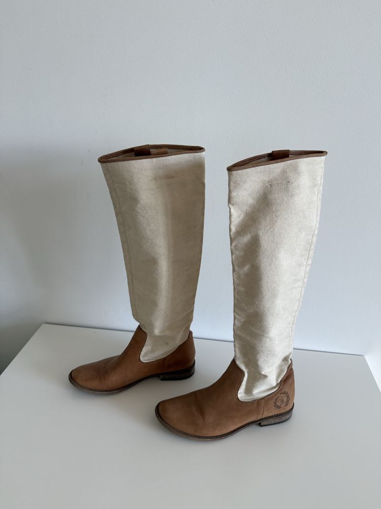 Vintage Boots - kozaki ze skóry i płótna