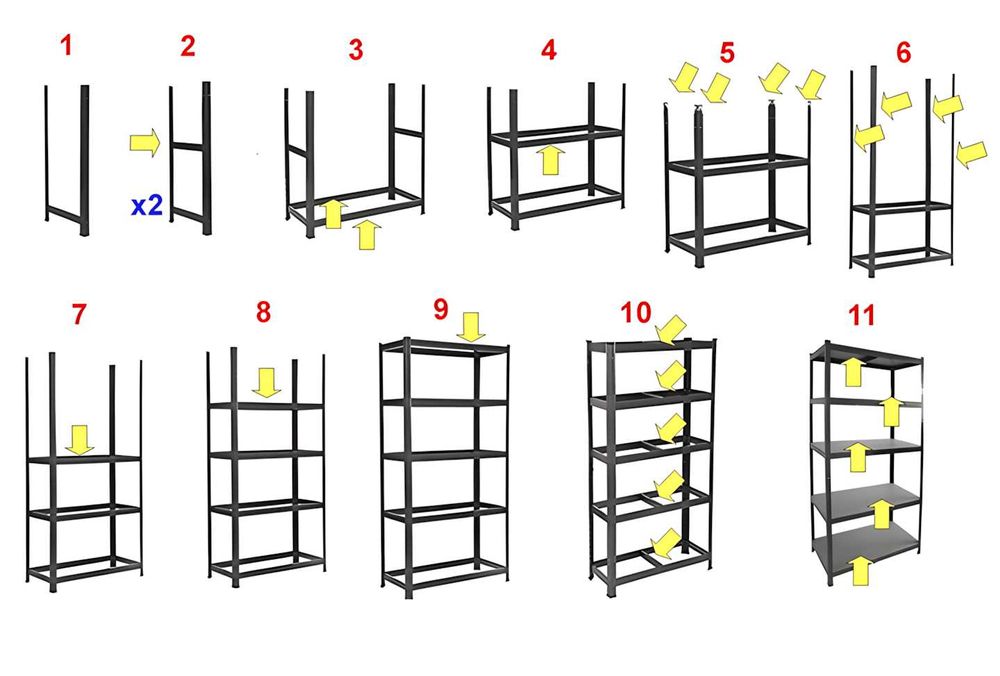 Стелажі оцинковані та чорні, різні розміри,  — до 175 кг на полицю