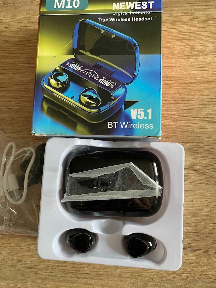 Słuchawki bezprzewodowe Bluetooth z wyświetlaczem + powerbank