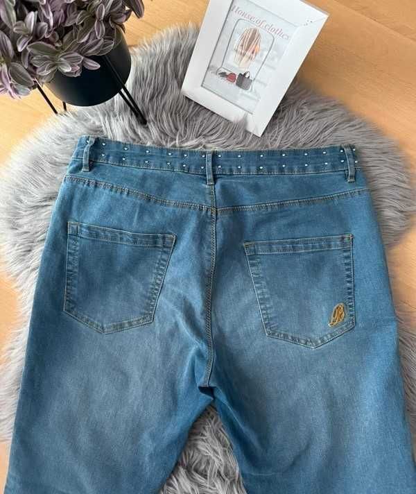 Jeansy damskie basic casual high weist skinny denim bawełniane 42/XL