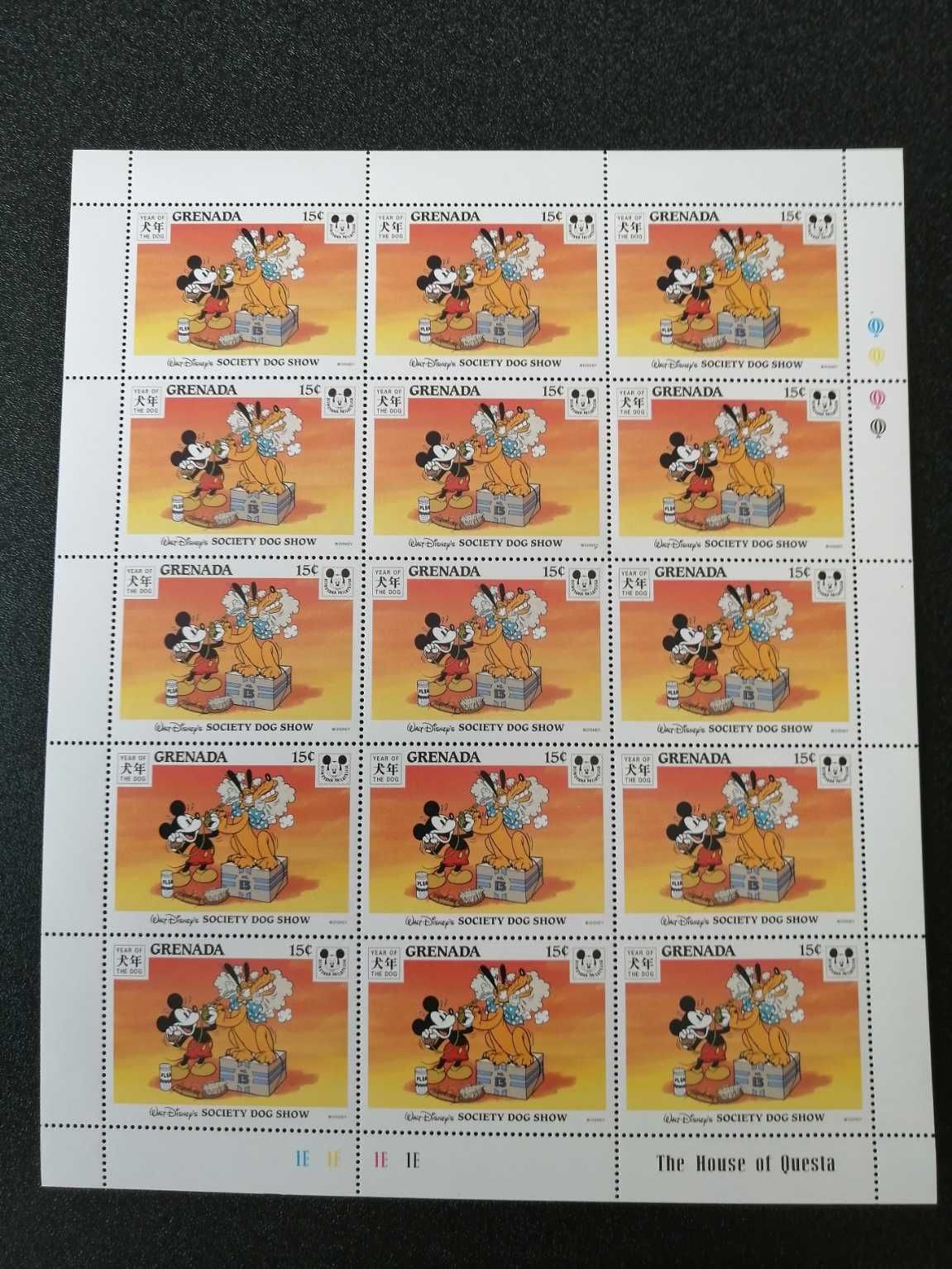 Disney Mickey Donald Pateta folhas completas selos de diversos países
