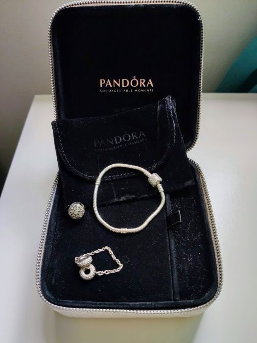 Pandora Signature + 2 peças + guarda jóias