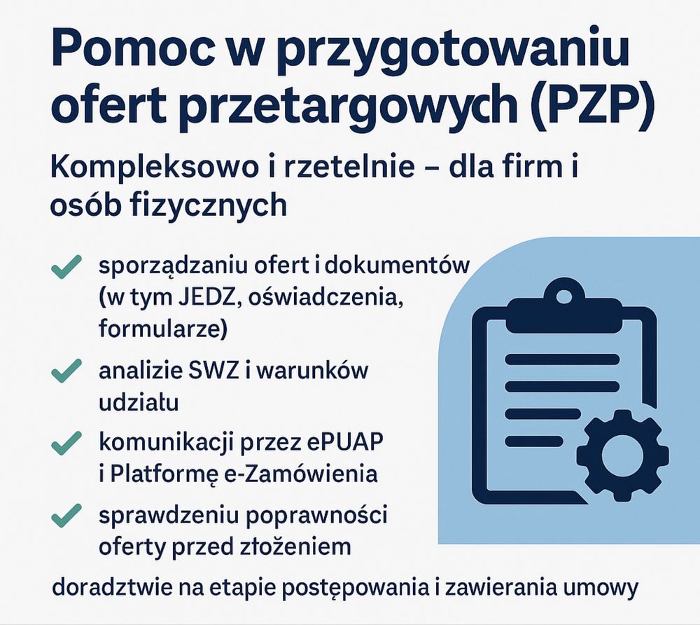 Pomoc w przetargach PZP – przygotowanie ofert i dokumentacji