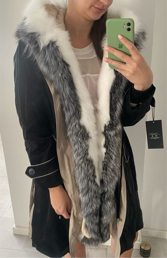 Parka futro naturalne
