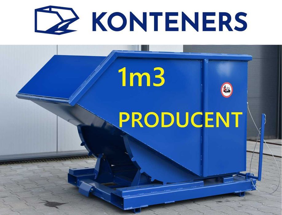 Pojemnik metalowy samowyładowczy 1m3 wywóz odpadów do KONTENER KP