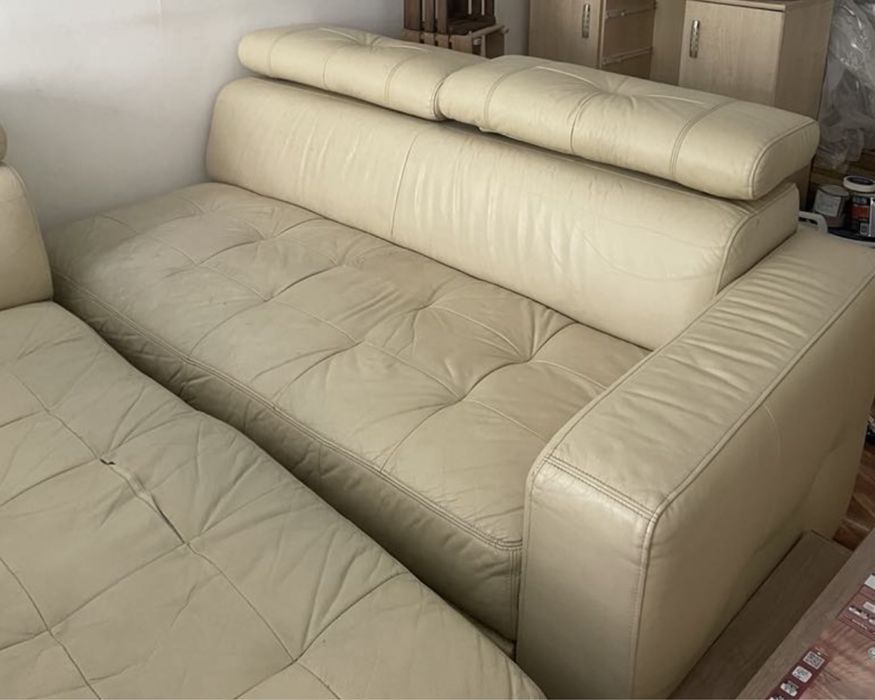 Sofa skórzana w kształcie litery L--Black Red White