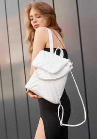 Стильный белый женский рюкзак,  белая женская сумка, кожзам, экокожа