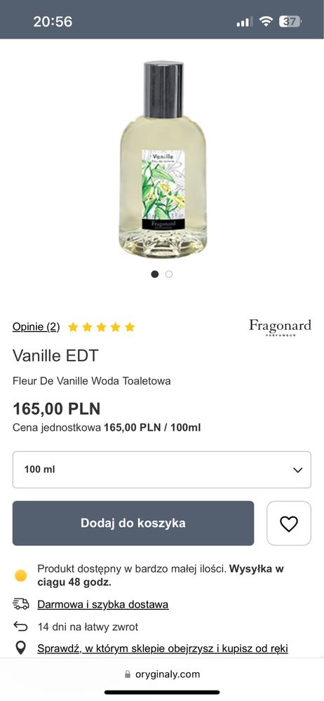 Waniliowa woda toaletowa 100 ml