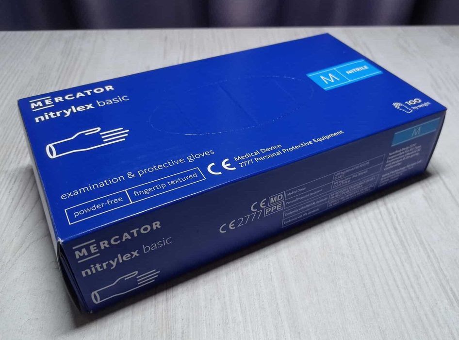 Перчатки нитриловые Mercator Nitrylex Basic (рукавички медичні).
