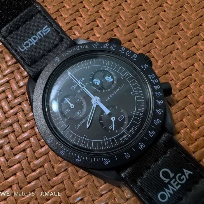 Omega Swatch Czarny Snoopy SO33B700 - czarno-czarny, gotowy do użycia
