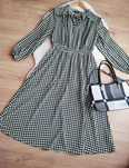 Koszulowa MIDI sukienka XL plus size Vintage styl kołnierzyk