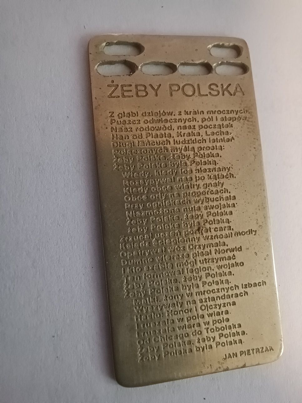 Stary wisiorek nieśmiertelnik Żeby Polska Jan Pietrzak