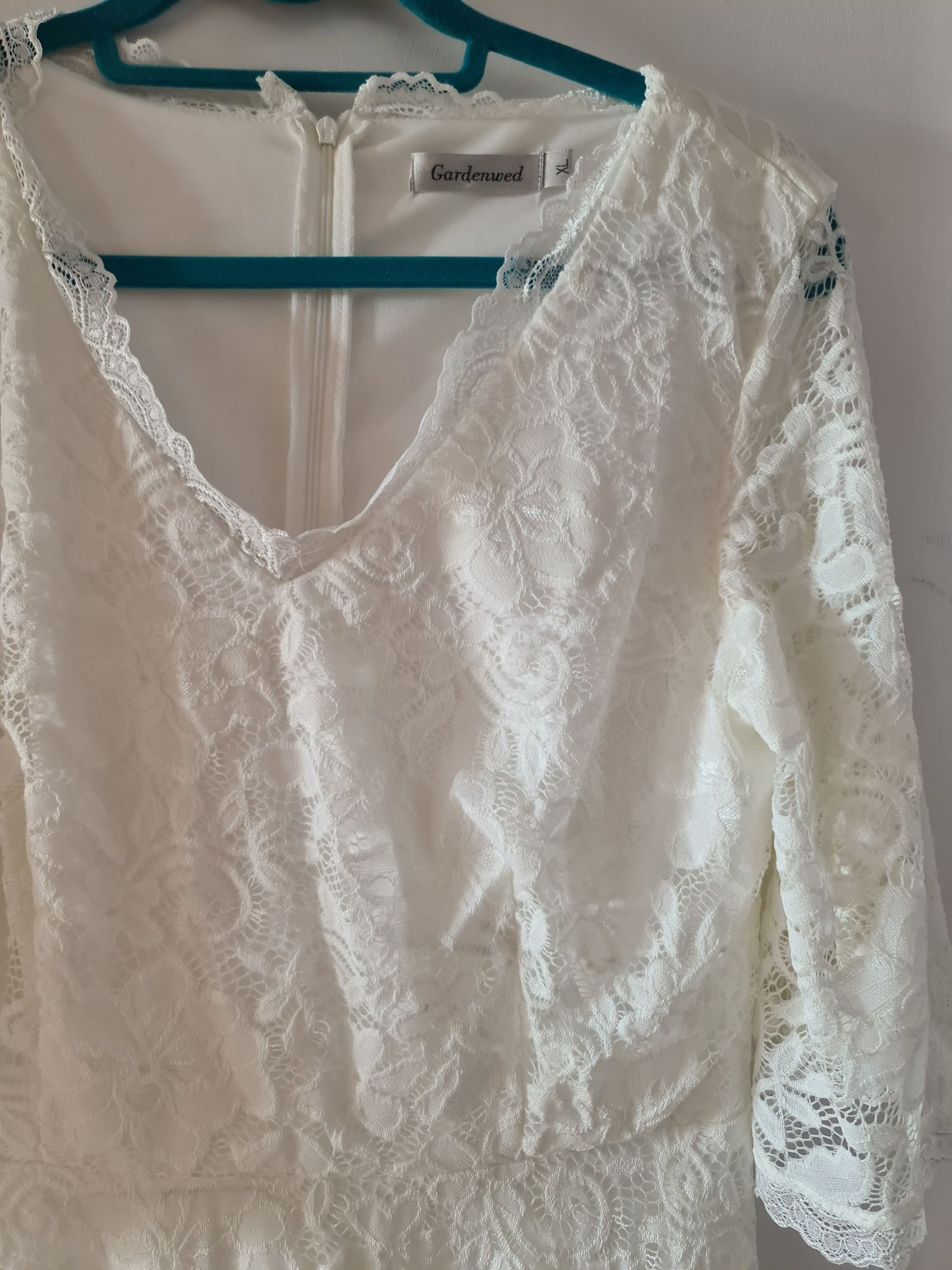 Sukienka Ślubna biała - skromna w koronkę Rozmiar XL - XXL