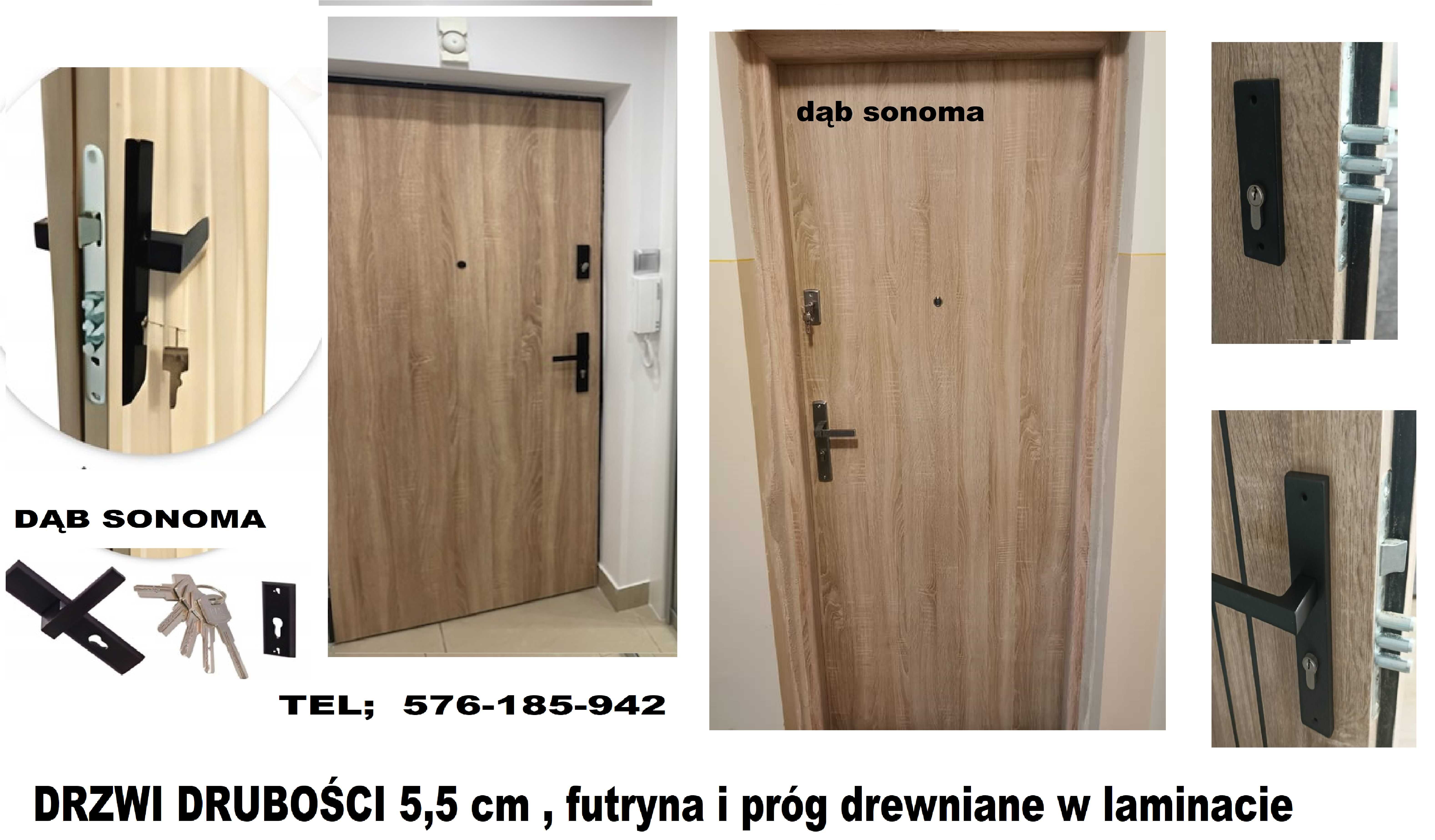 Drzwi z MONTAŻEM wejściowe do mieszkania.ZEWNĘTRZNE drewniane-metalowe
