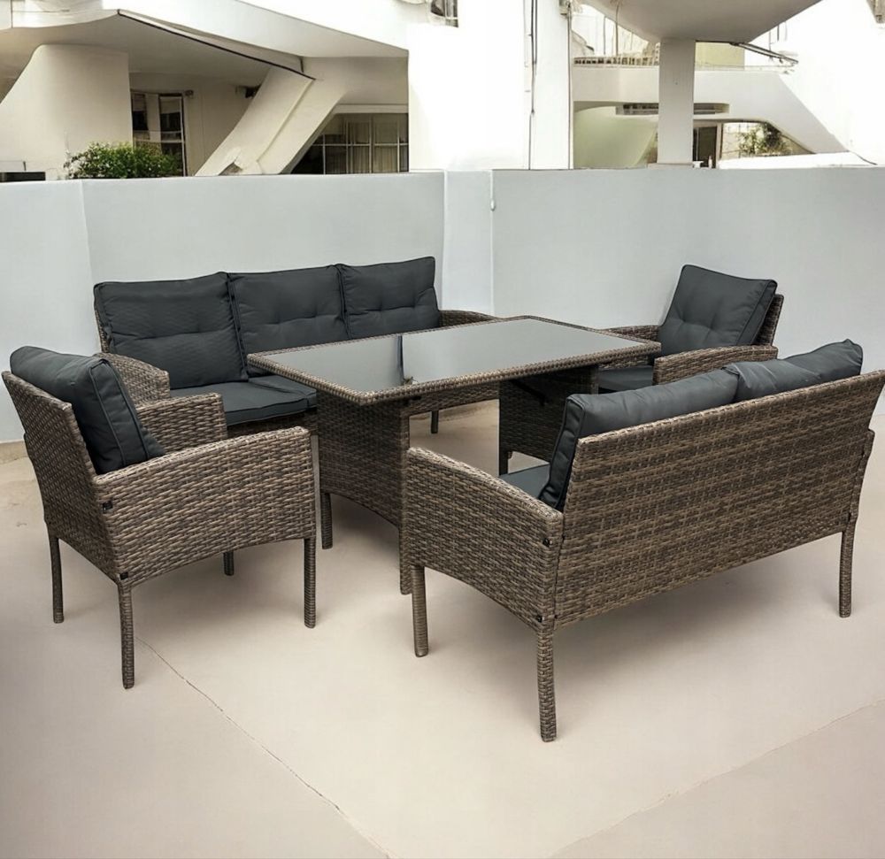 Zestaw mebli technorattan kolory sofa fotele stół