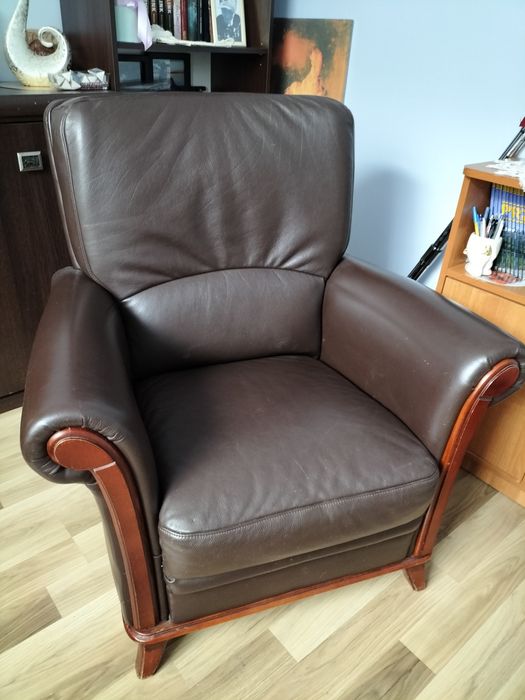 Kanapa+fotel skóra naturalna.