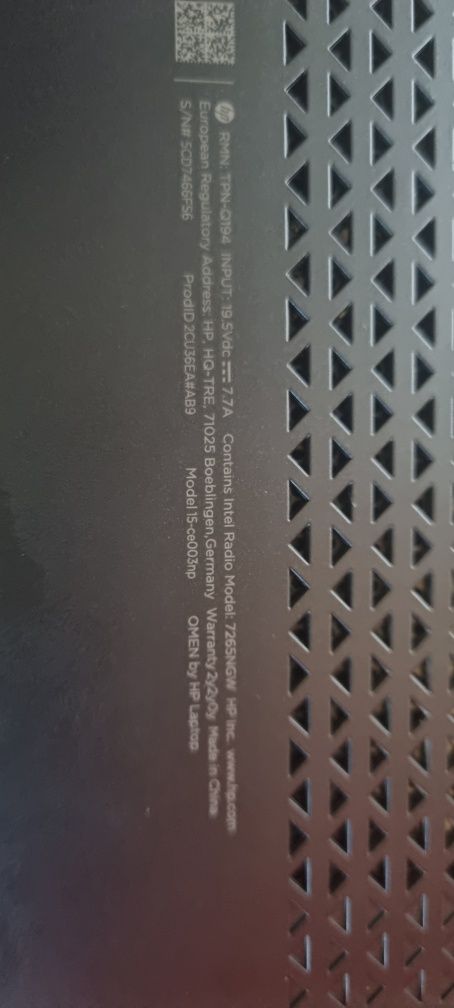 HP Omen 15-ce003np