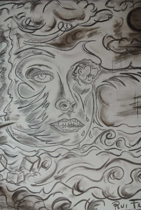 Quadro carvão - Ânsia de mãe