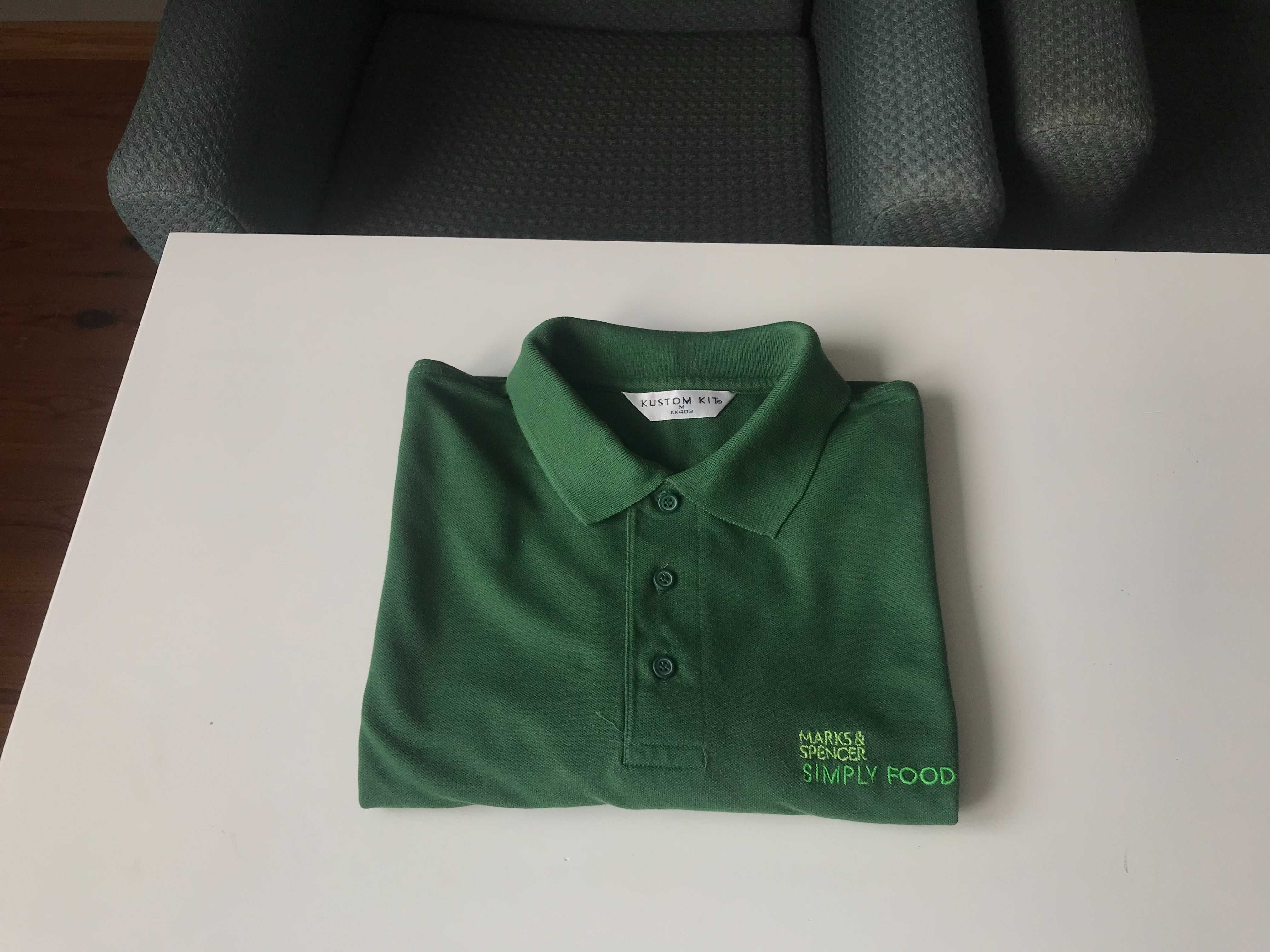 Marks&Spencer vintage koszulka polo zielona na krótki rękaw M L  M&S