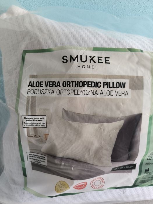 Poduszka ortopedyczna Smukee Aloe Vera 60x40x16 biała