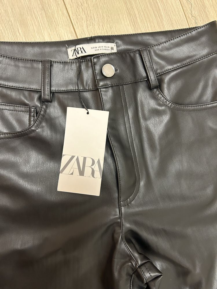 Штани ZARA з екошкіри 38р М Нові.