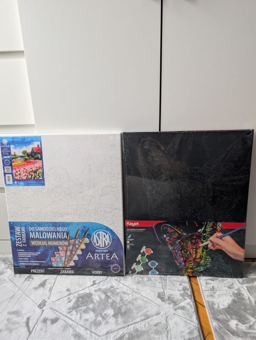 Dwa obrazy do samodzielnego malowania według numerów podobrazie nowe