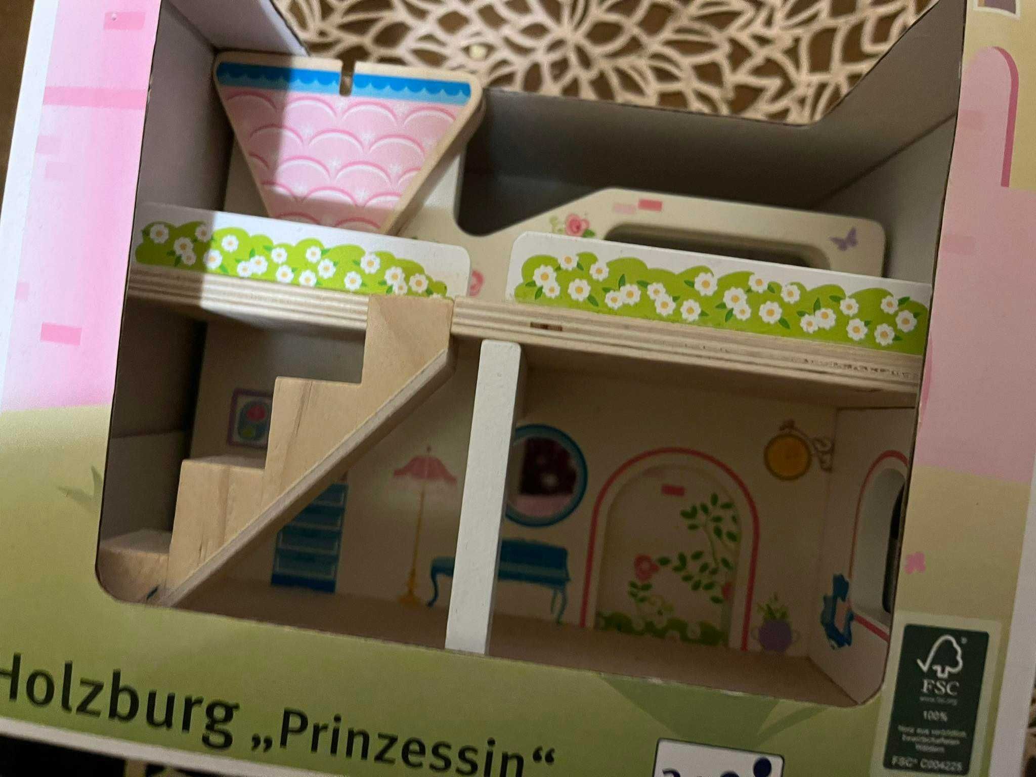 Składany drewniany domek księżniczki lalki eko podróżny zabawka