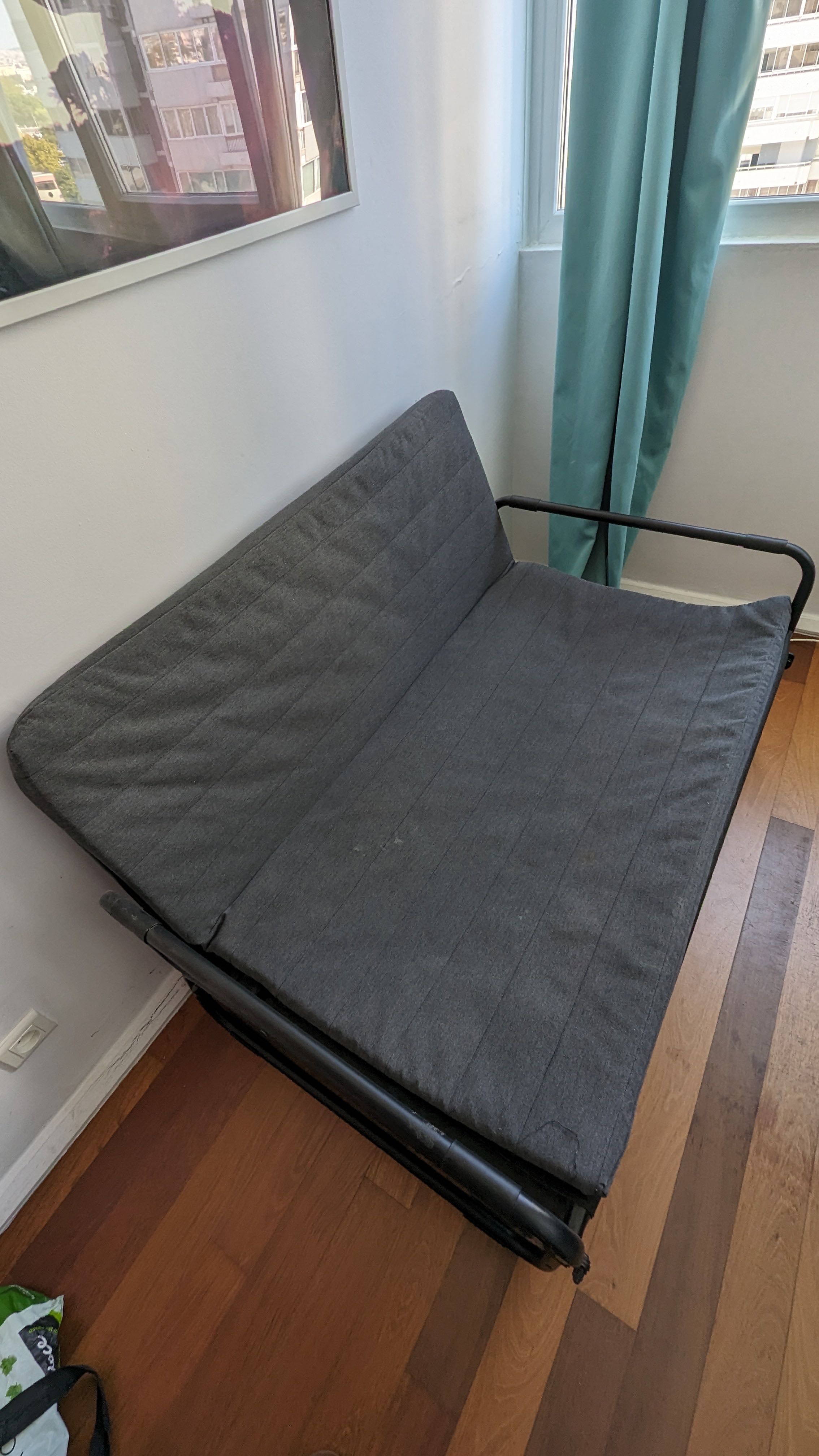 Sofá-cama, HAMMARN Knisa cinz esc/preto, 120 cm