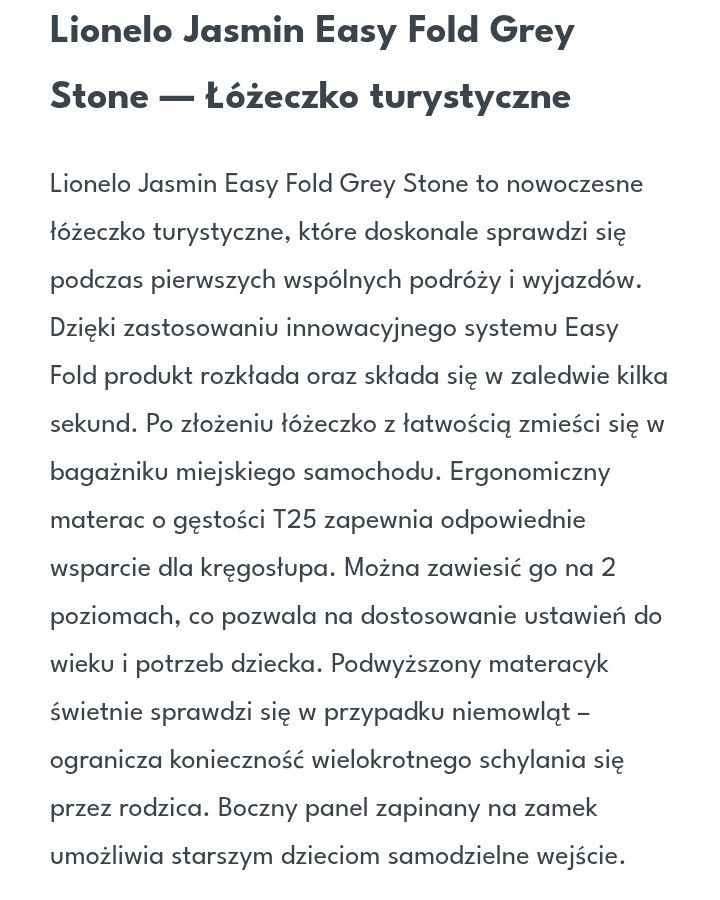 Łóżeczko turystyczne z materacem
