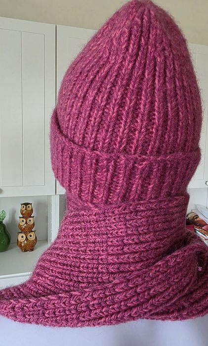 Ciepły komplet handmade czapka szalik wełniany wełna wool ull hatt hat