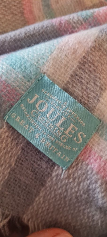 Szal angielskiej marki Joules pastelowy ciepły kratka