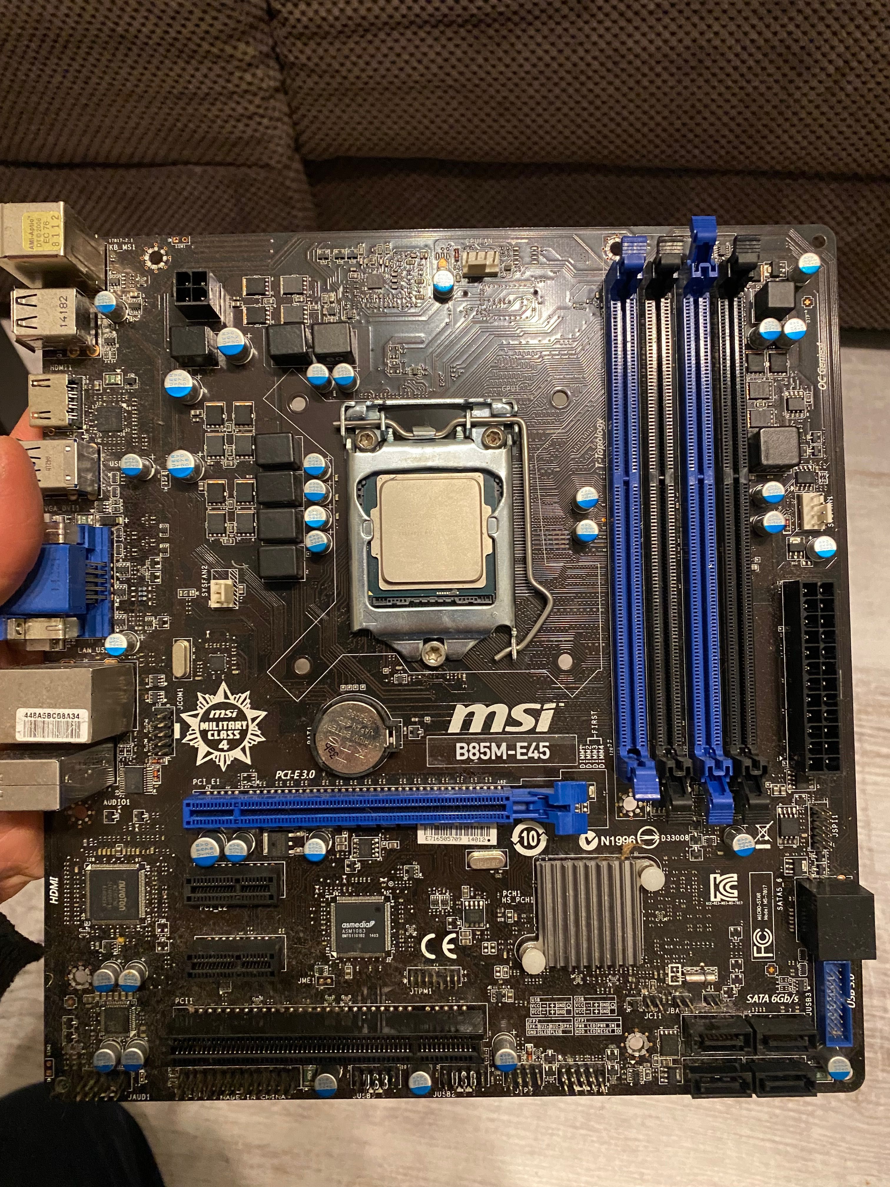 Płyta Główna MSI B85M-E45 S1150 + Intel core I3 4160
