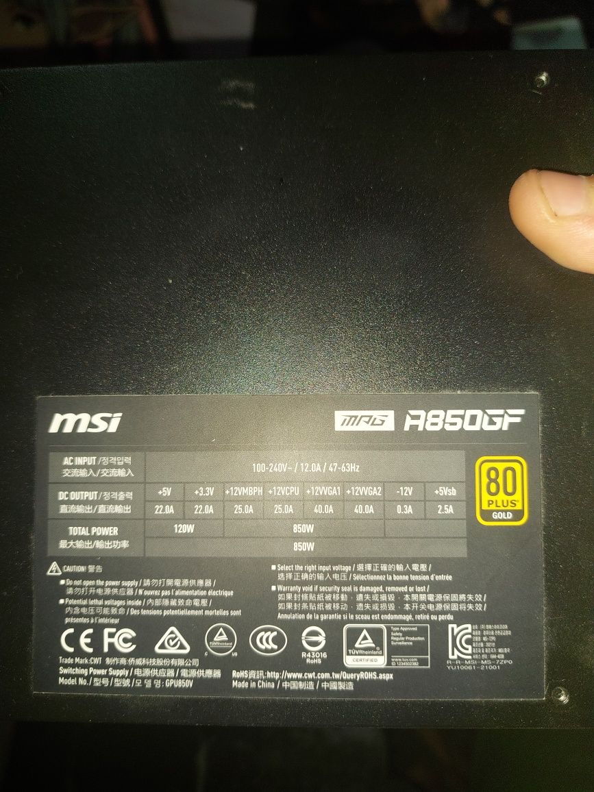Fonte msi 850W 80+gold full modular
