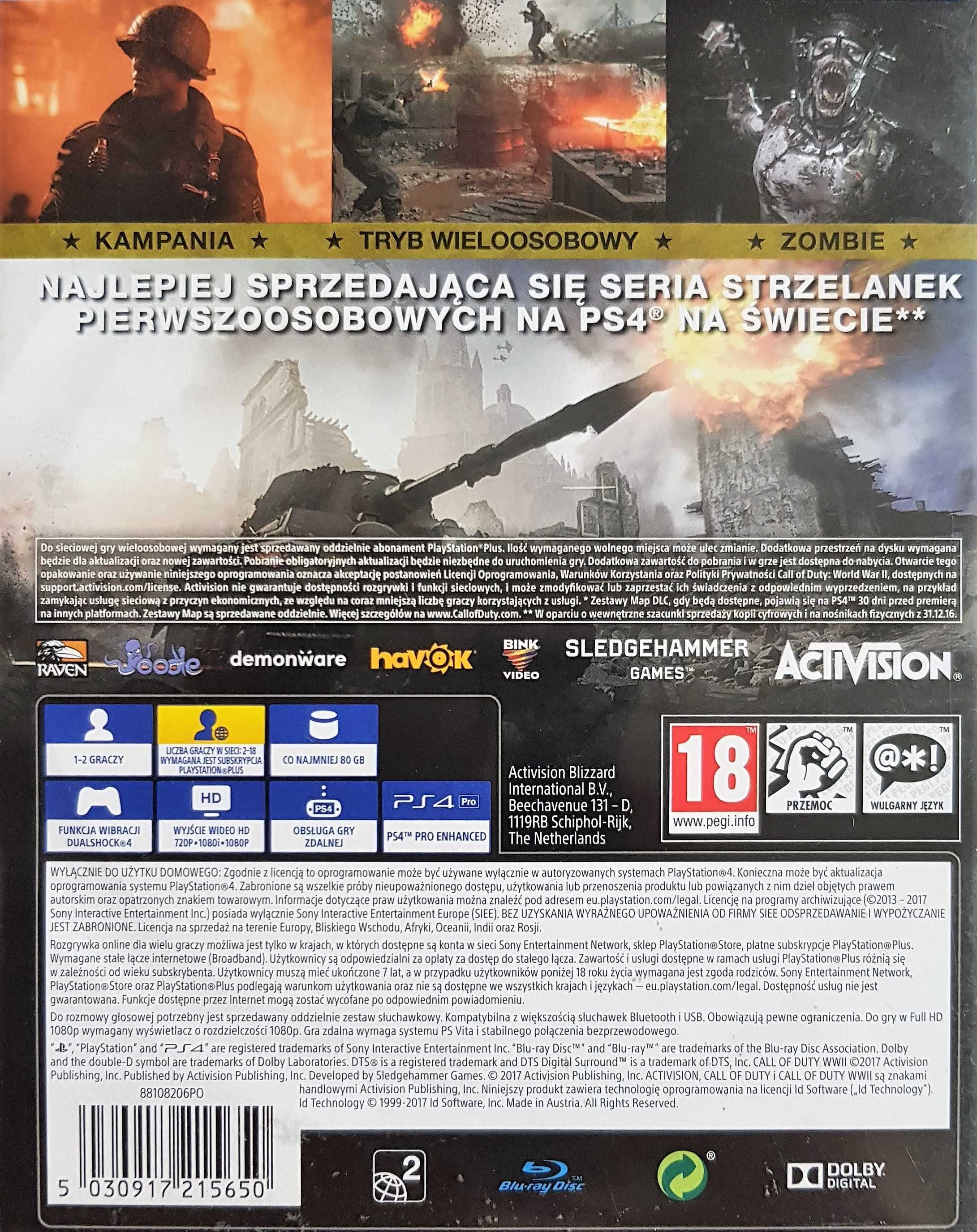 Call of Duty WWII PL Nowa Playstation 4 PS4 PS5 Multigames Kraków